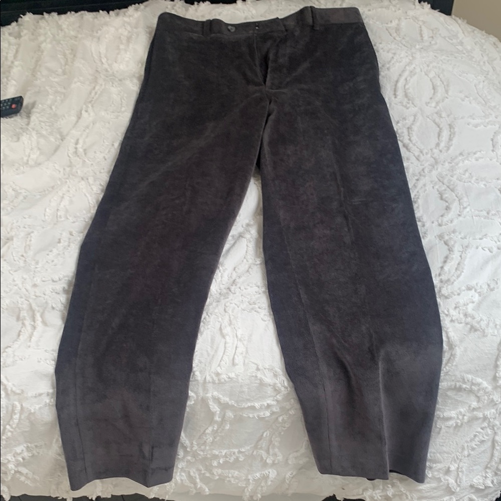 Gray Corduroy Pants with Relaxed Fit